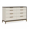 Cassettiera 160 x 45 x 90 cm in legno bianco e marrone con 8 cassetti stile moderno