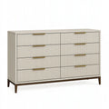 Cassettiera 160 x 45 x 95 cm in legno ingegnerizzato beige stile moderno con 8 cassetti