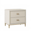 Comodino 60 x 45 x 60 cm in legno avorio con 2 cassetti stile moderno