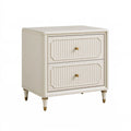 Comodino 50 x 40 x 60 cm in legno ingegnerizzato avorio con 2 cassetti stile classico