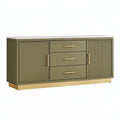 Credenza 160 x 40 x 85 cm verde oliva con piano effetto marmo e ante scanalate
