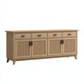 Credenza 180 x 45 x 85 cm in legno rovere chiaro con 4 ante e 4 cassetti stile moderno