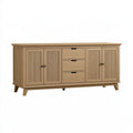 Credenza 180 x 40 x 80 cm in legno marrone con ante scanalate e cassetti stile nordico
