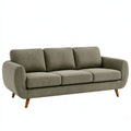 Divano 3 posti 220 x 90 x 85 cm in tessuto verde oliva con gambe in legno - stile moderno