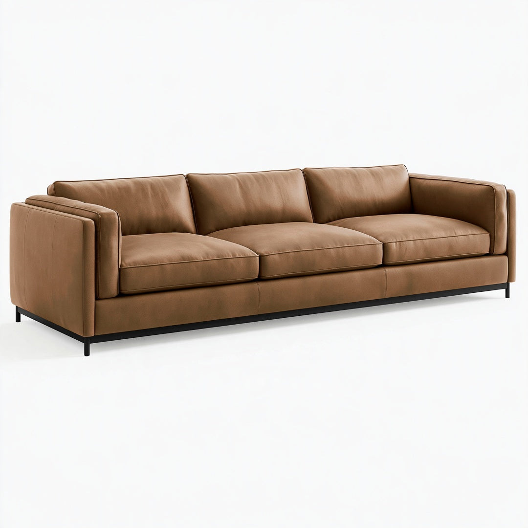Divano 3 posti 230 x 95 x 83 cm in rivestimento effetto pelle marrone - stile moderno per soggiorno