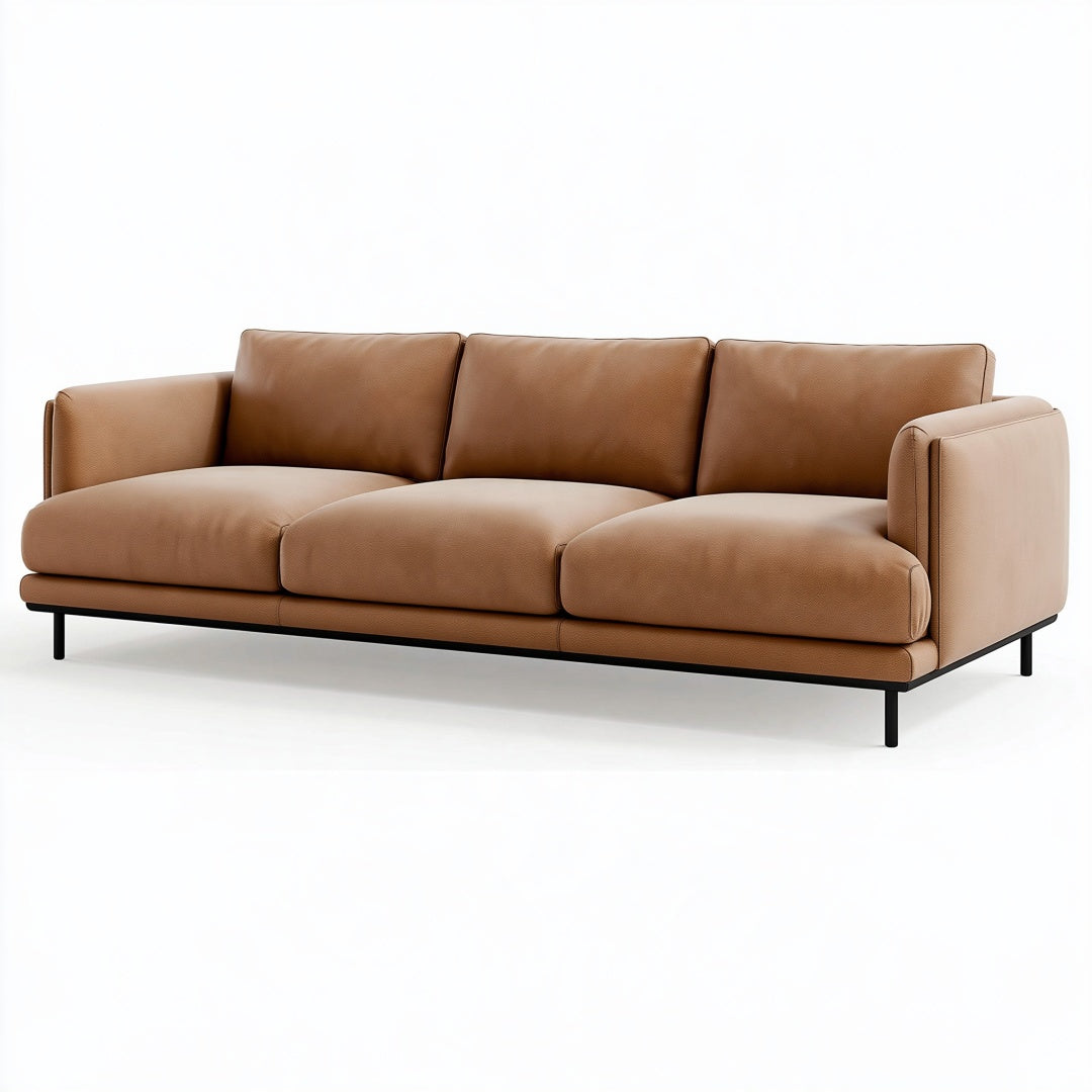 Divano 3 posti 230 x 95 x 85 cm in similpelle marrone - stile moderno
