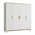 Armadio guardaroba 180 x 52 x 200 cm bianco e legno a 4 ante stile moderno