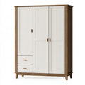 Armadio 150 x 60 x 200 cm in legno ingegnerizzato bianco e marrone con 3 ante e 2 cassetti stile moderno