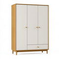 Armadio guardaroba 120 x 55 x 190 cm in legno ingegnerizzato bianco e rovere con 3 ante e cassetto stile nordico