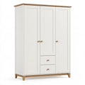 Armadio 140 x 52 x 200 cm in legno bianco e rovere con 3 ante e 2 cassetti stile moderno