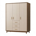 Armadio 160 x 55 x 200 cm in legno ingegnerizzato beige e marrone - 3 ante 3 cassetti stile moderno
