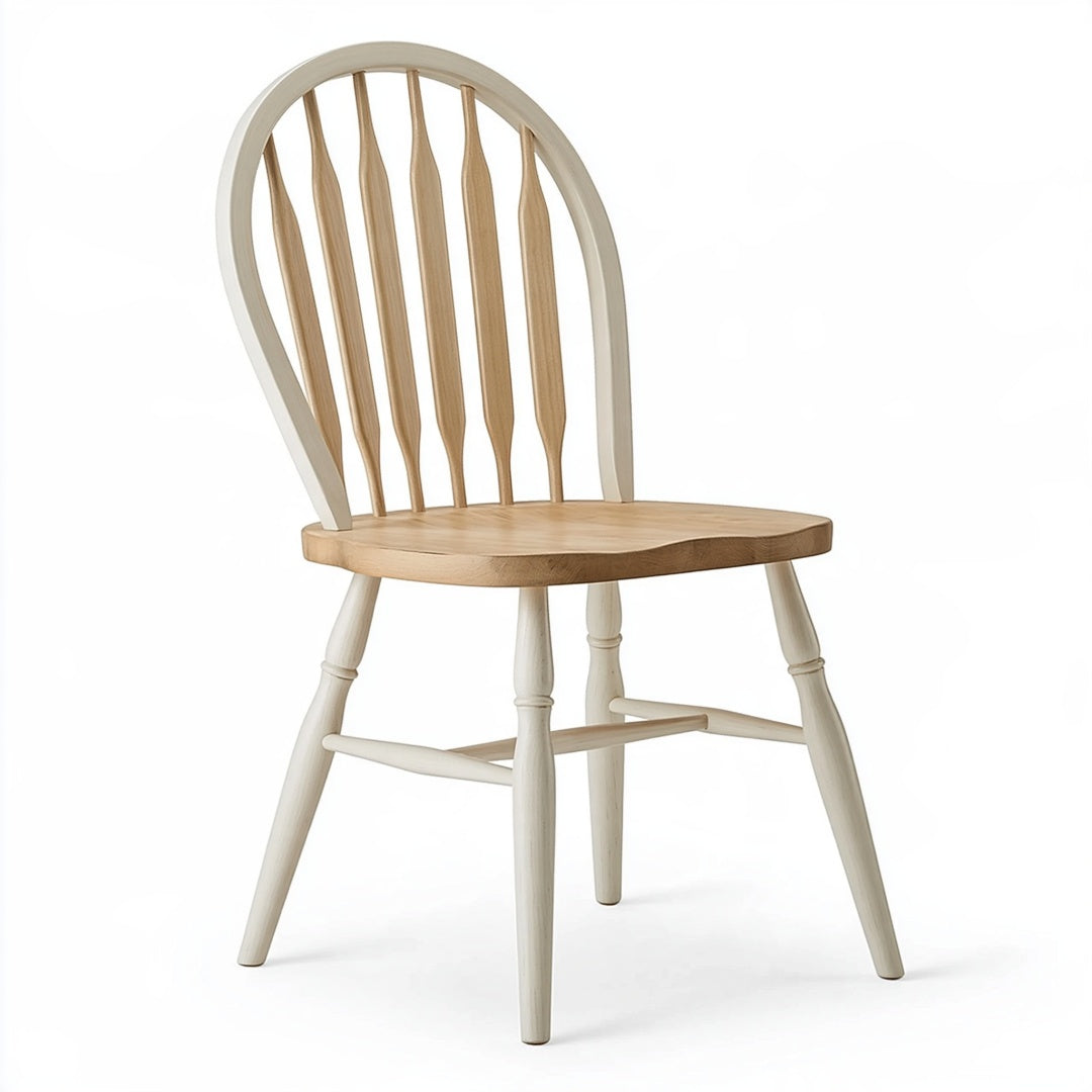 Sedia da pranzo 55 x 55 x 95 cm in legno bianco e naturale stile classico