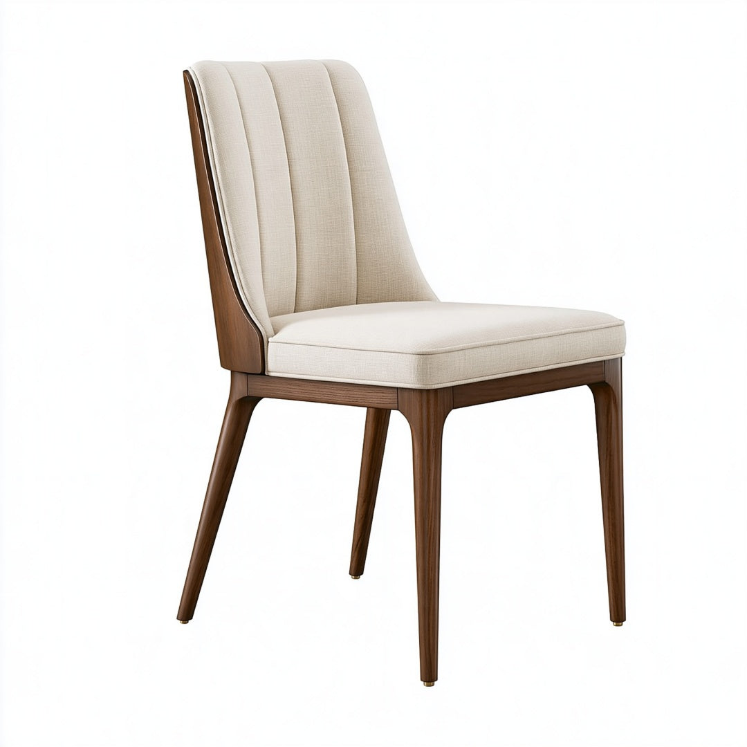 Sedia da pranzo 50 x 60 x 95 cm in tessuto beige e legno noce - imbottita moderna