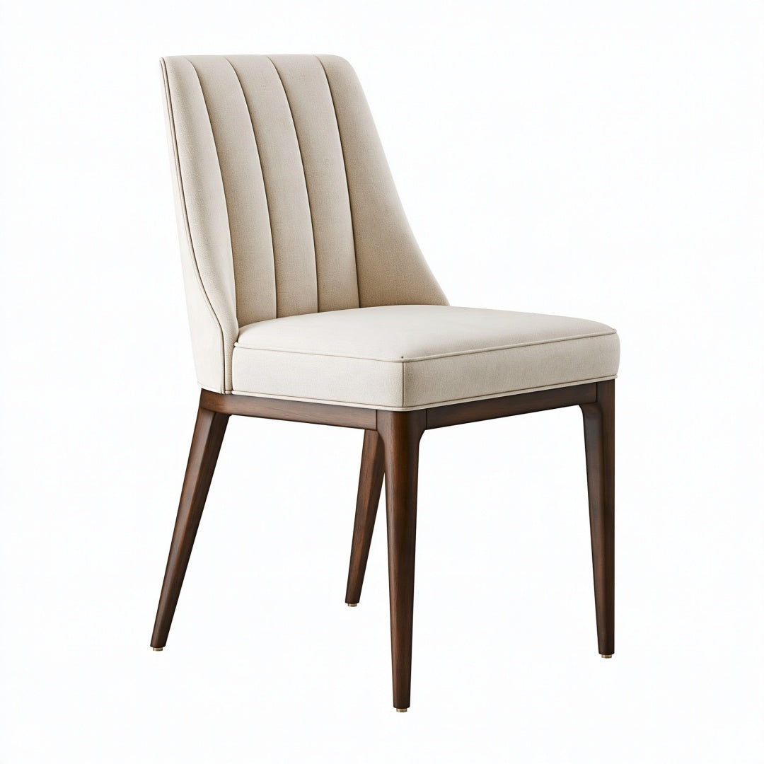 Sedia da pranzo 48 x 58 x 88 cm in tessuto beige con gambe in legno stile moderno