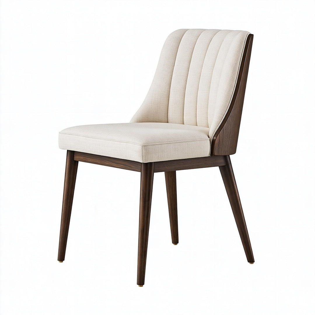 Sedia da pranzo 50 x 60 x 88 cm in tessuto avorio e legno marrone con schienale imbottito