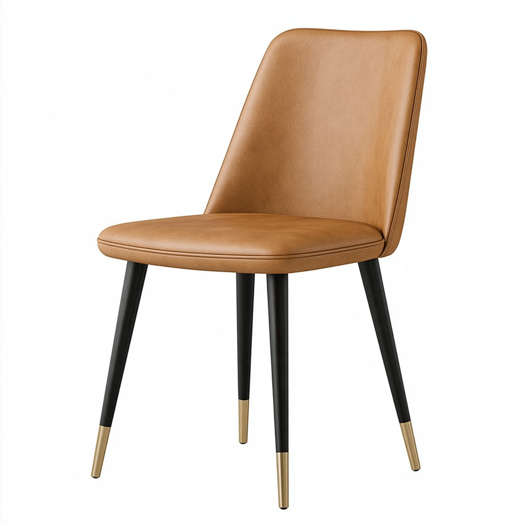 Sedia da pranzo 48 x 55 x 85 cm in similpelle marrone stile moderno con gambe nere