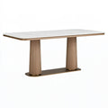 Tavolo da pranzo 160 x 90 x 75 cm con piano effetto marmo bianco e base in legno marrone stile moderno