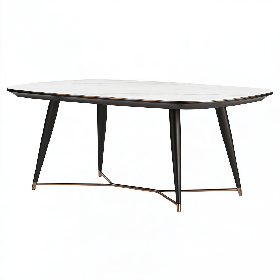Tavolo da pranzo ovale 180 x 100 x 75 cm in legno bianco e metallo nero stile moderno