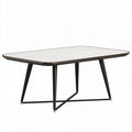 Tavolo da pranzo 160 x 80 cm effetto legno bianco e metallo nero stile moderno