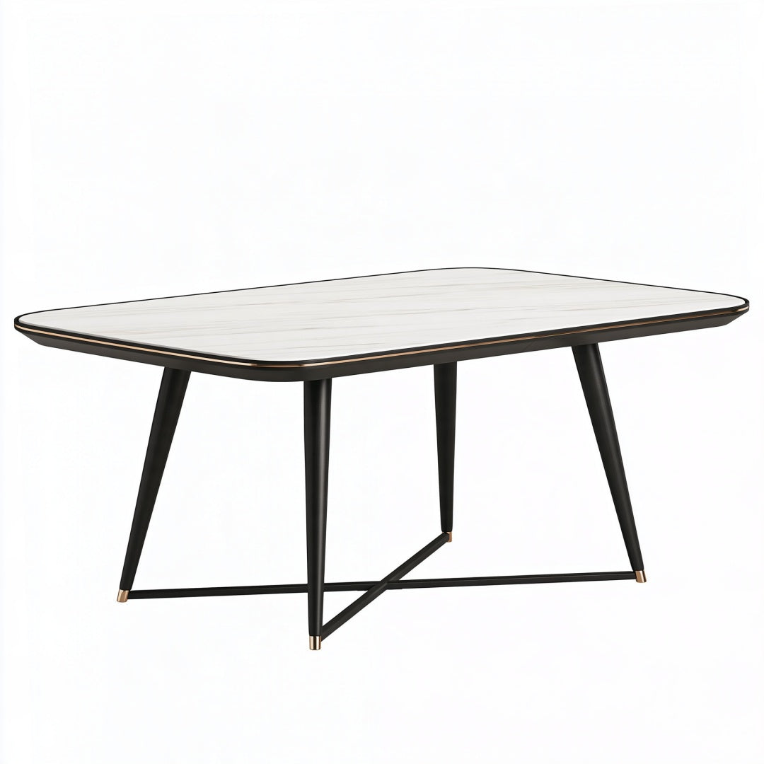 Tavolo da pranzo 160 x 80 cm effetto legno bianco e metallo nero stile moderno