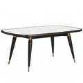 Tavolo da pranzo ovale 180 x 100 cm effetto marmo bianco con gambe nere stile moderno
