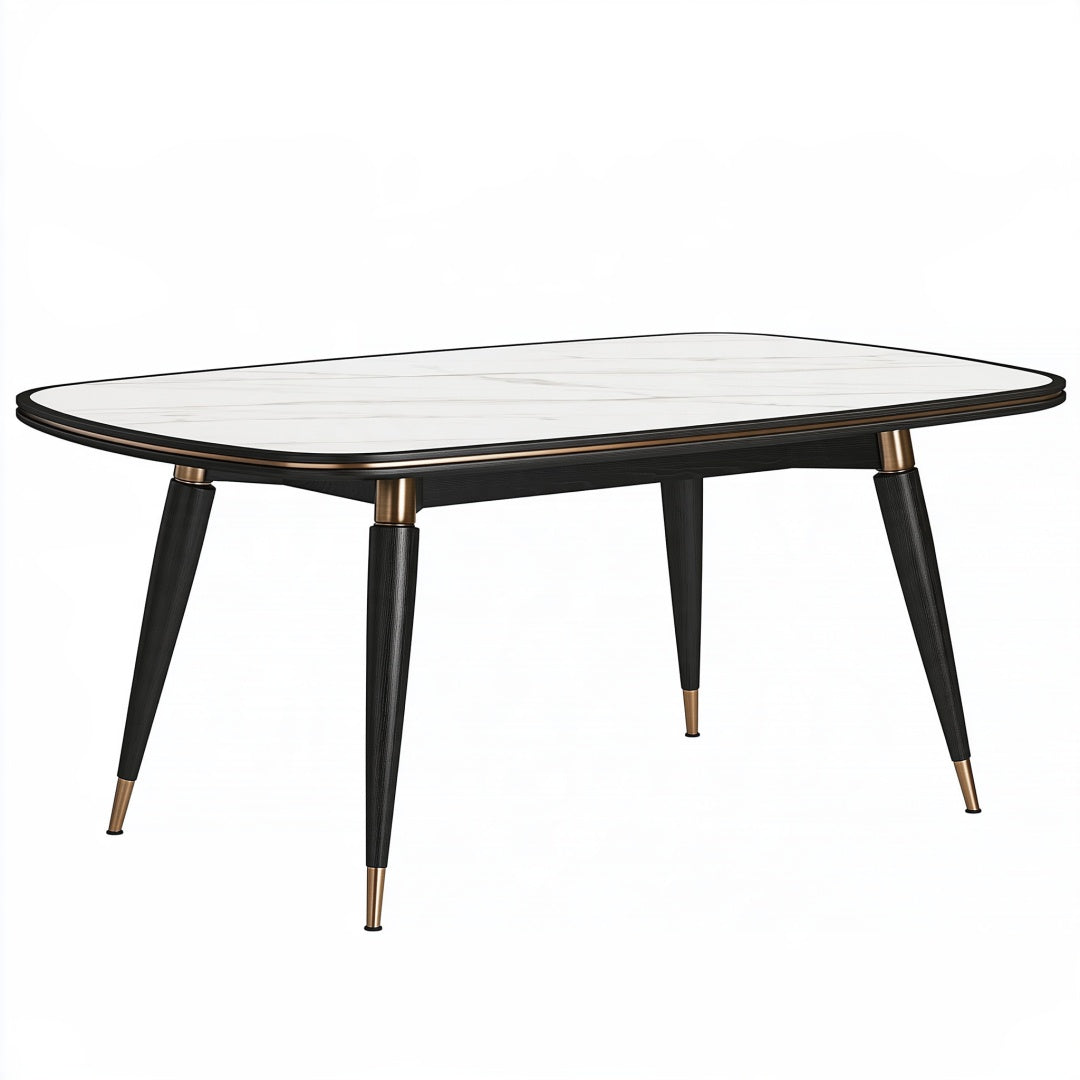 Tavolo da pranzo ovale 180 x 100 cm effetto marmo bianco con gambe nere stile moderno