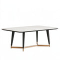 Tavolo da pranzo 160 x 90 cm con piano effetto marmo bianco e gambe nere stile moderno