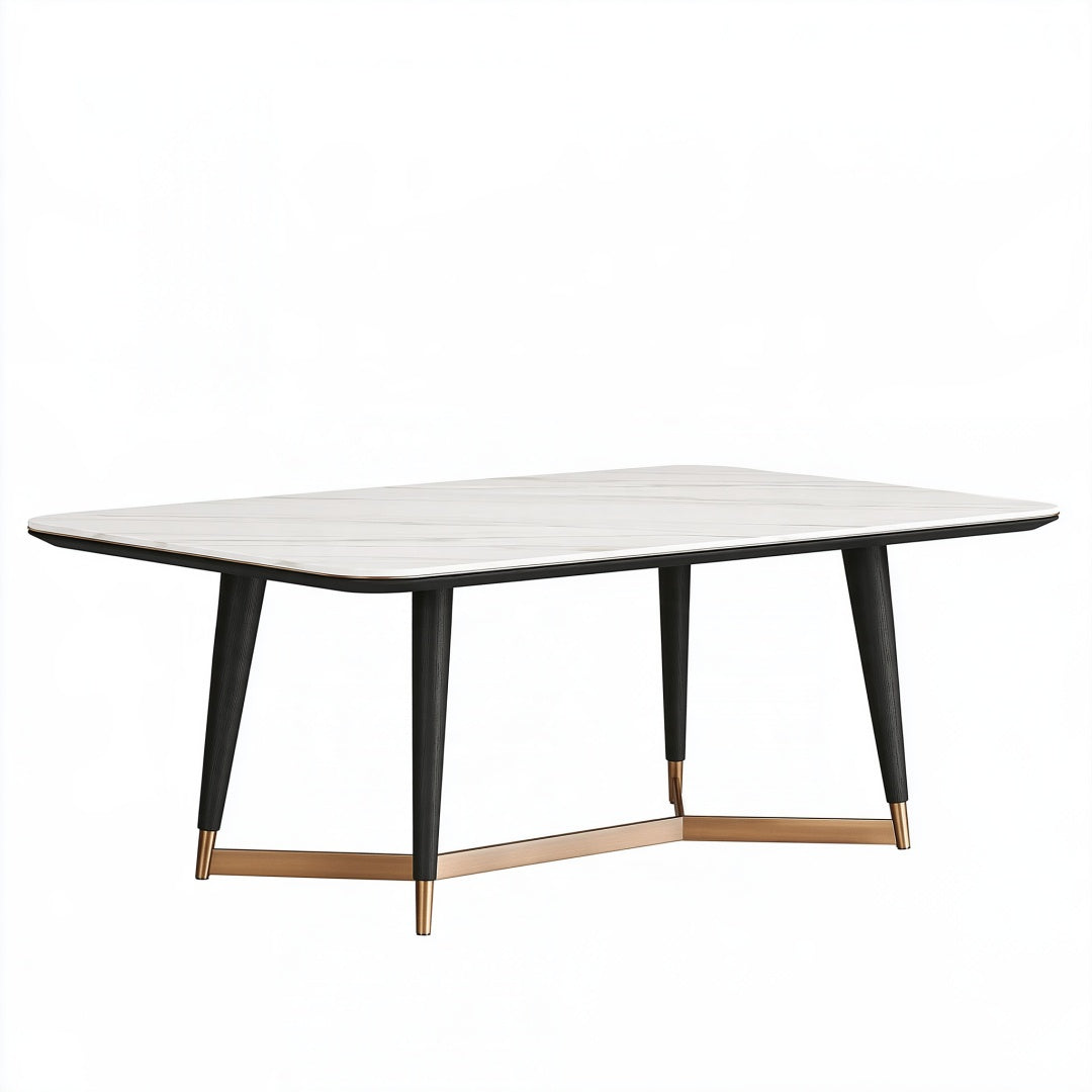 Tavolo da pranzo 160 x 90 cm con piano effetto marmo bianco e gambe nere stile moderno