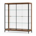 Vetrina 120 x 40 x 180 cm in legno e vetro marrone nero con ante