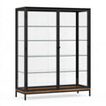 Vetrina 120 x 40 x 190 cm in metallo e vetro nero con ripiani espositivi stile industriale