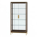 Vetrina 90 x 40 x 190 cm in vetro trasparente e legno marrone - stile moderno con ante