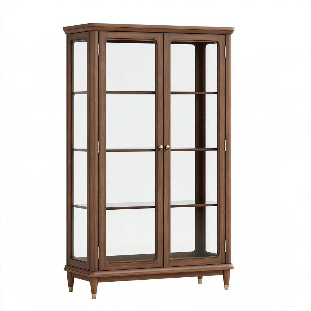 Vetrina 100 x 40 x 190 cm in legno e vetro marrone - stile classico con ante trasparenti